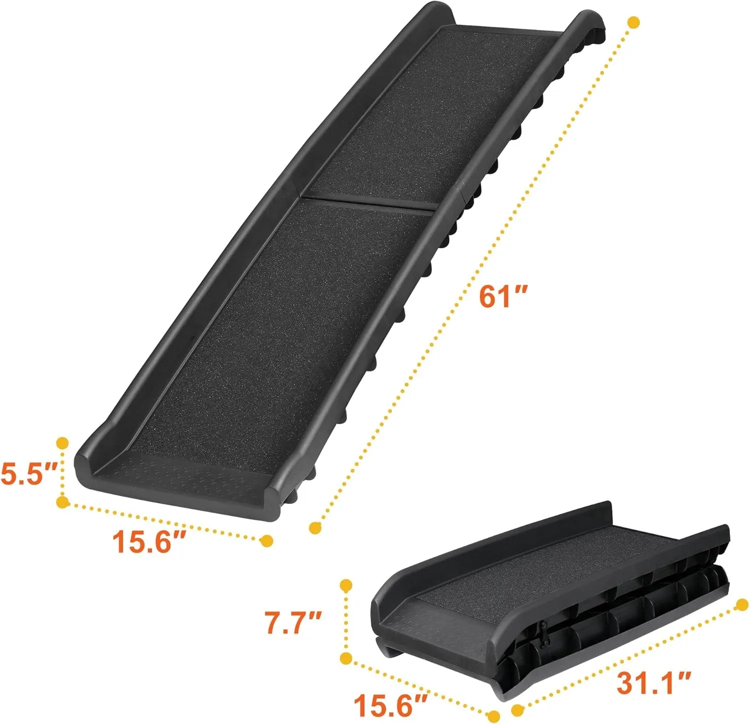 62 Inch Portable Folding Dog Ramp,Lightweight Outdoor Indoor Pet Ramp Stairs Step Ladder for Car, Truck, SUV, High Bed,Non-Slip Rug Surface Supports up to 154 Lb