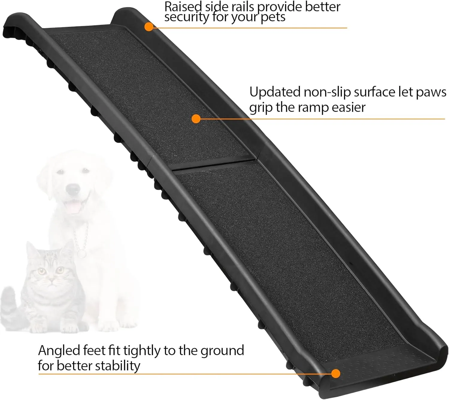 62 Inch Portable Folding Dog Ramp,Lightweight Outdoor Indoor Pet Ramp Stairs Step Ladder for Car, Truck, SUV, High Bed,Non-Slip Rug Surface Supports up to 154 Lb