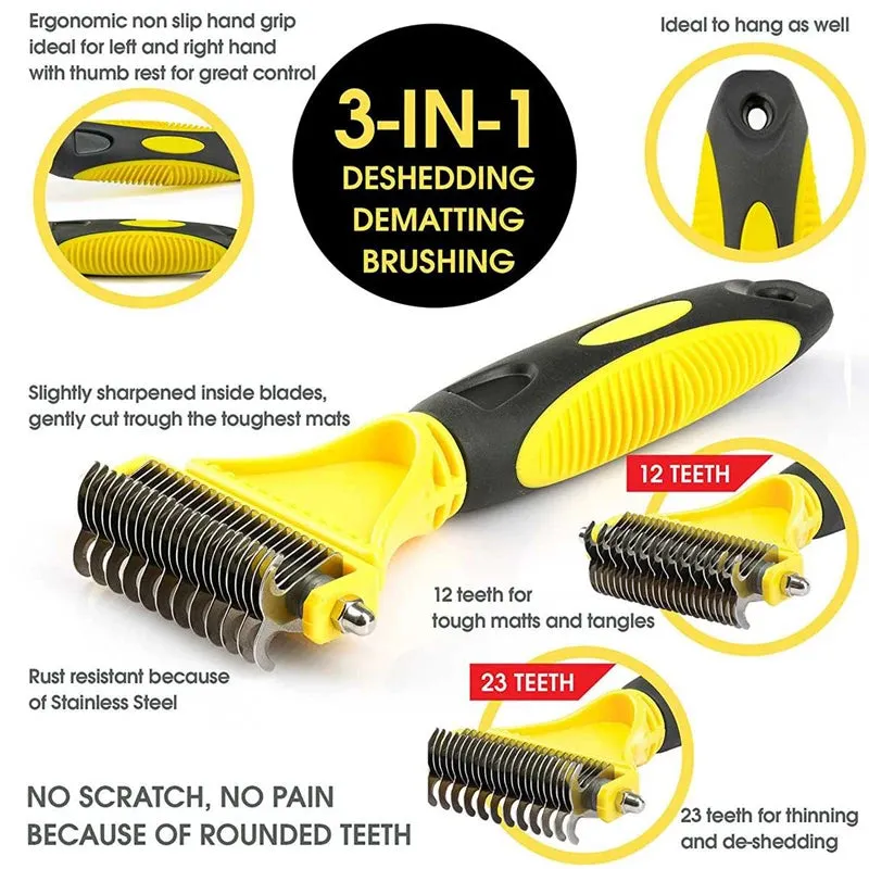 Dual-Sided Stainless Steel Pet Grooming Brush