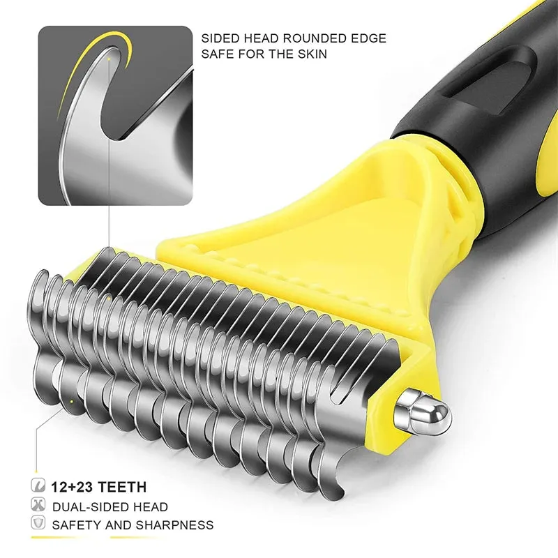 Dual-Sided Stainless Steel Pet Grooming Brush