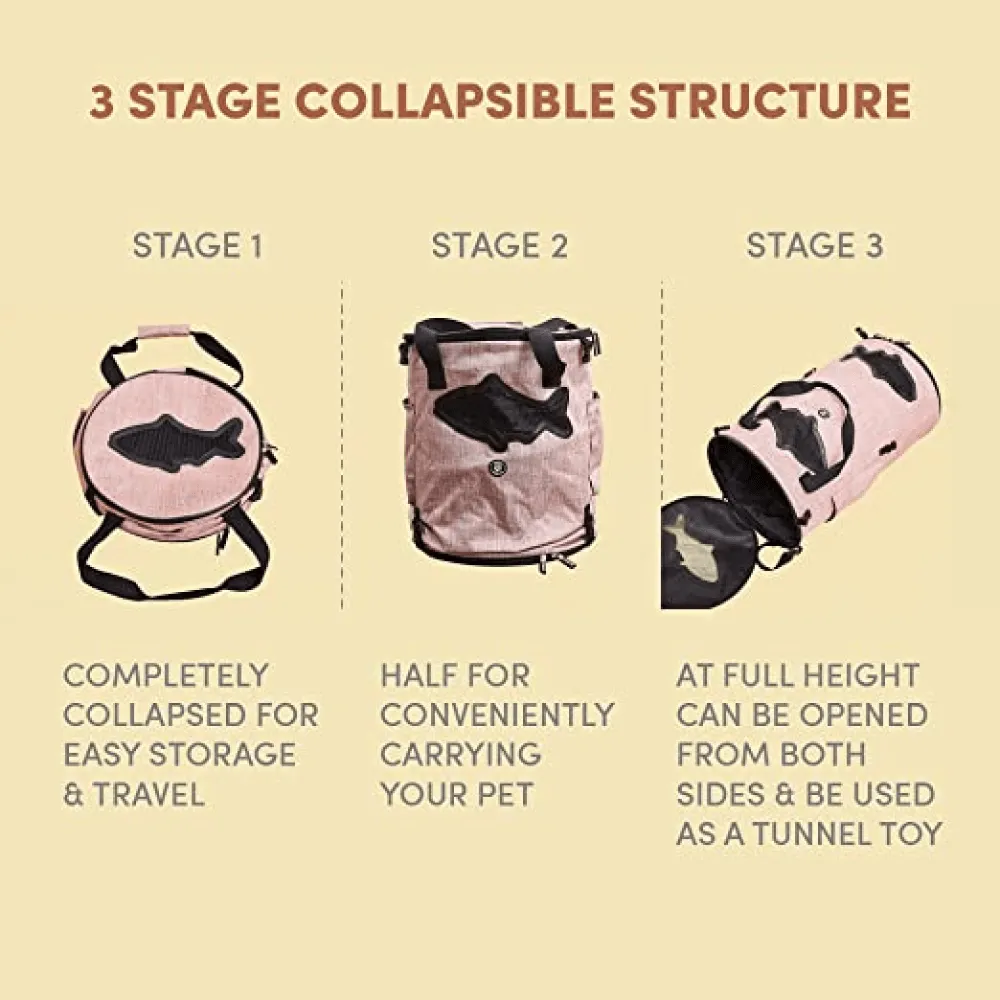 Fofos Comfort 2 in 1 Tunnel & Carrier for Dogs and Cats (Light Pink)