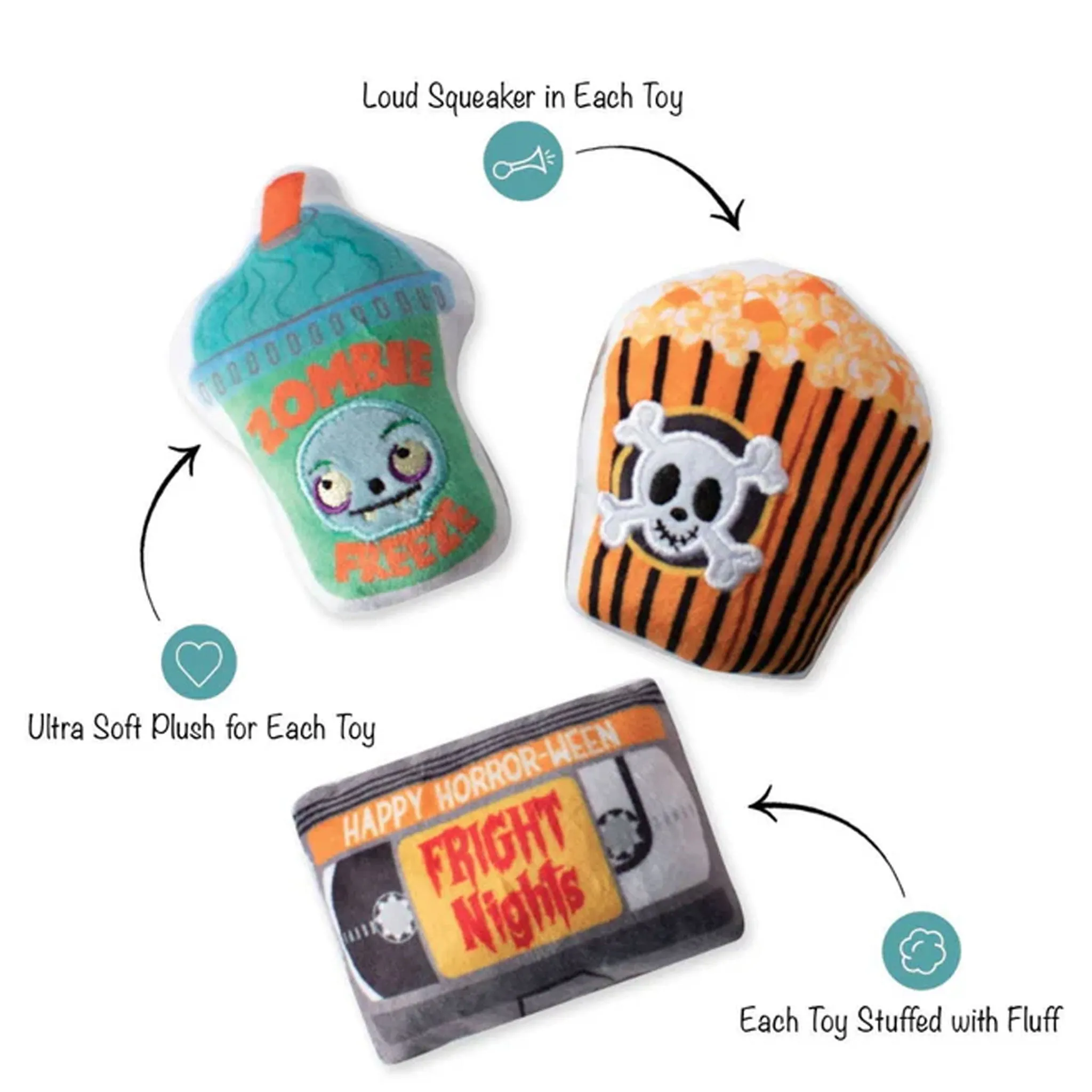 Fringe Fright Nights Dog Toy - 3 Pack