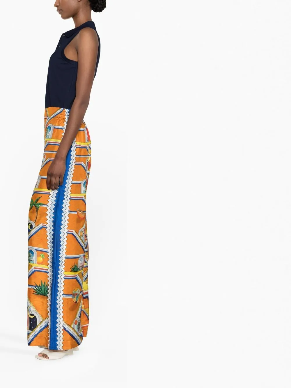 graphic-print wide-leg trousers
