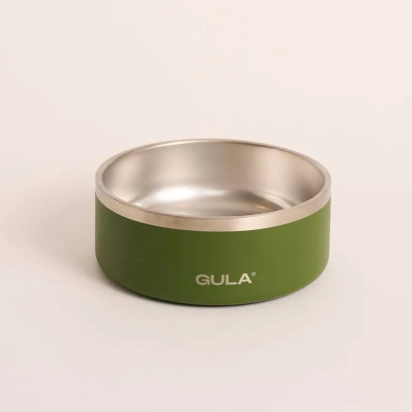GULA | Double walled and insulated - Olive Green Dog Bowl