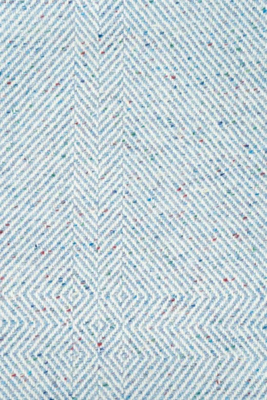 Handwoven Pressed Herringbone Tweed trimmed Blanket in Cornflower Blue