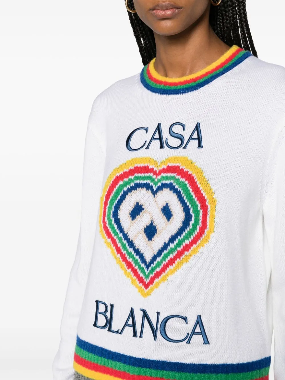 Heart logo-intarsia bouclé jumper
