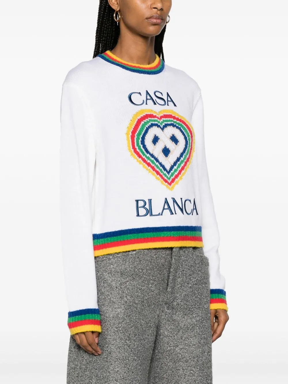 Heart logo-intarsia bouclé jumper