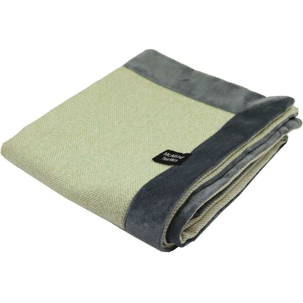 Herringbone Boutique Green   Grey Throw Blankets & Runners
