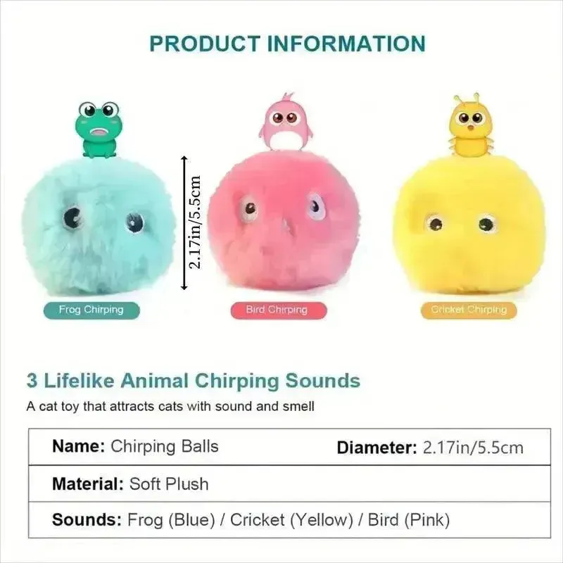 Interactive Chirping Cat Toy Balls