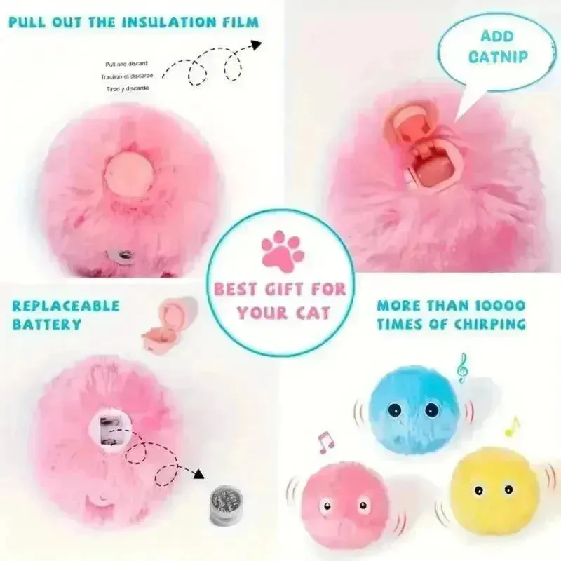 Interactive Chirping Cat Toy Balls