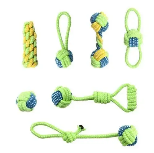 Interactive Cotton Rope Dog Toy Set – Chew, Fetch, and Tug Toys for Dogs of All Sizes