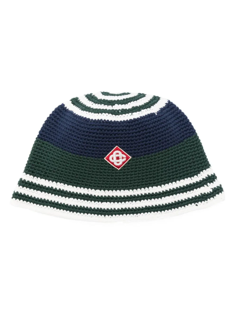 logo-appliqué crochet bucket hat