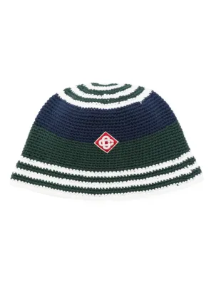 logo-appliqué crochet bucket hat