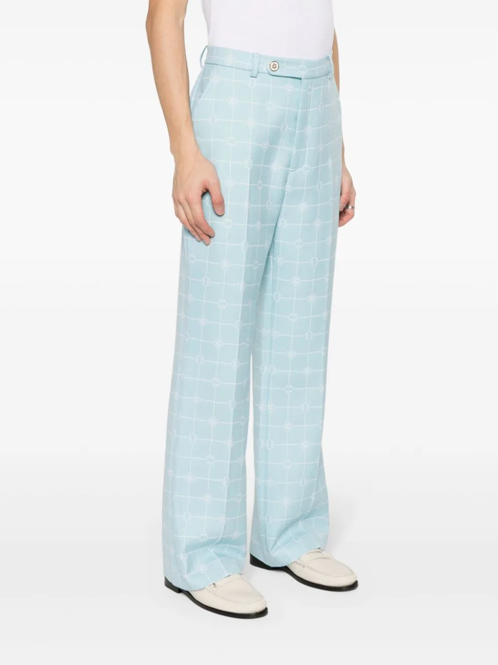 logo-windowpane straight trousers
