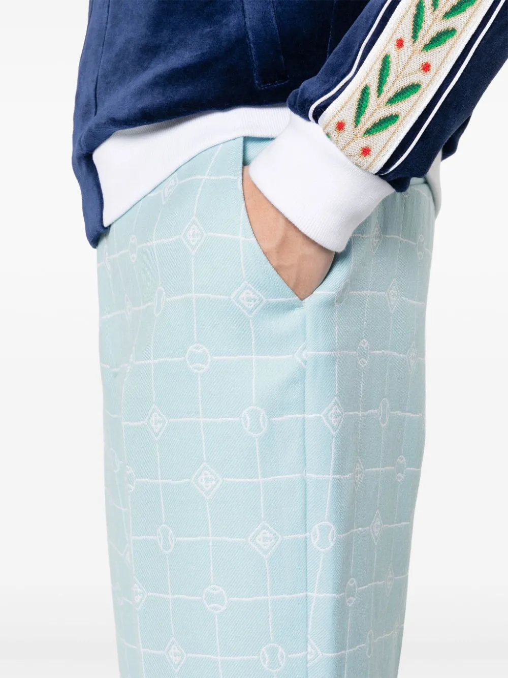 logo-windowpane straight trousers