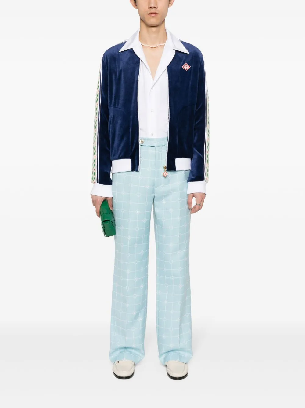logo-windowpane straight trousers