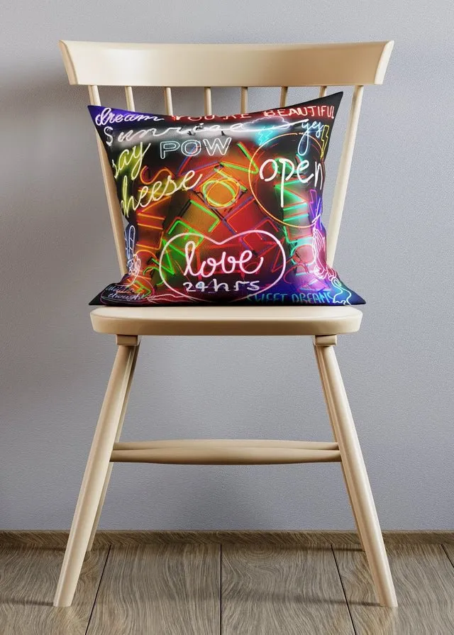 Neon Sign Mashup Cushion