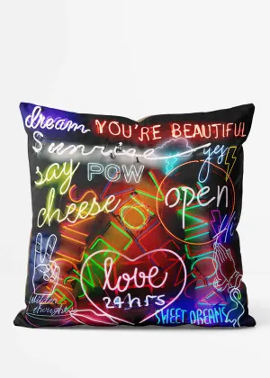 Neon Sign Mashup Cushion