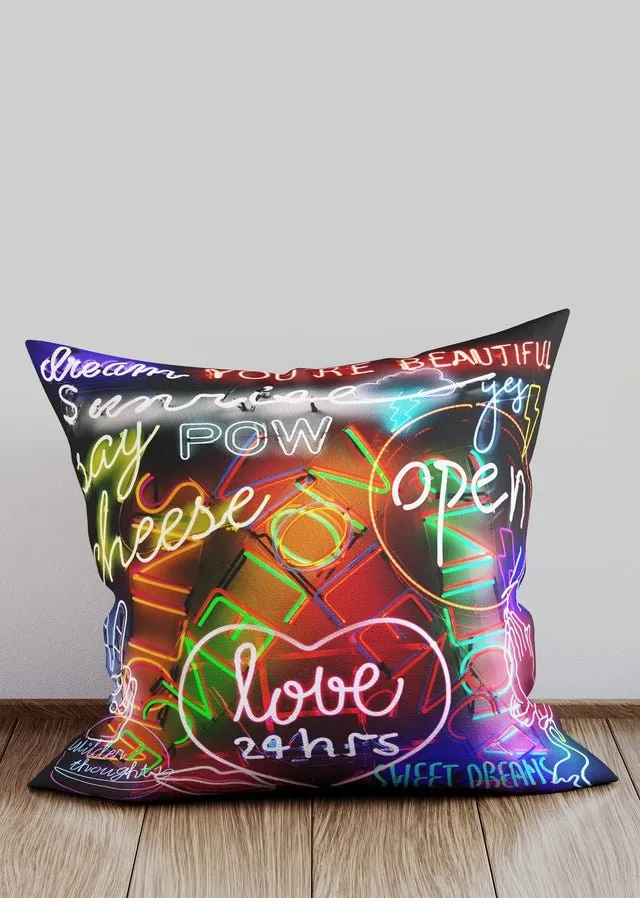 Neon Sign Mashup Cushion