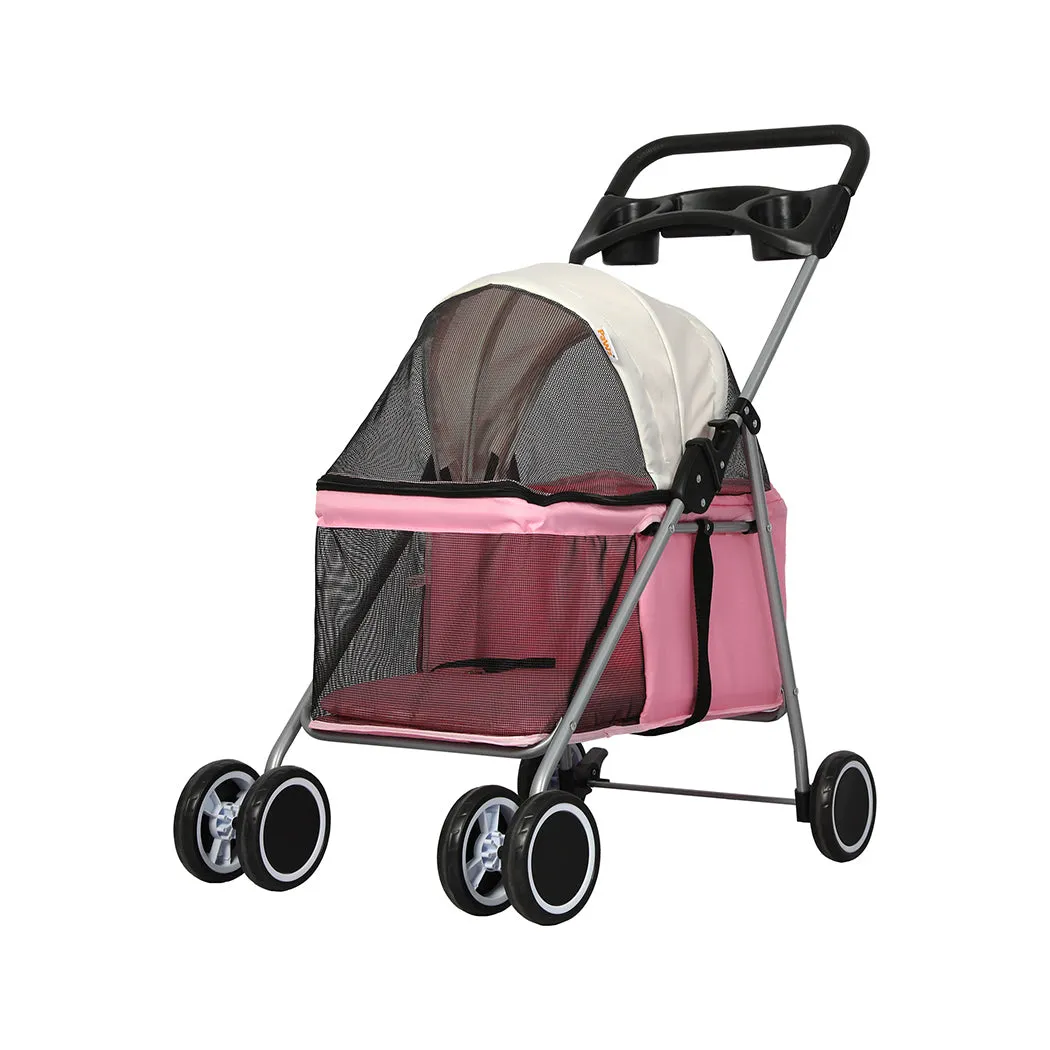 PaWz Pet Stroller Dog Cat Carrier Foldable – Pink