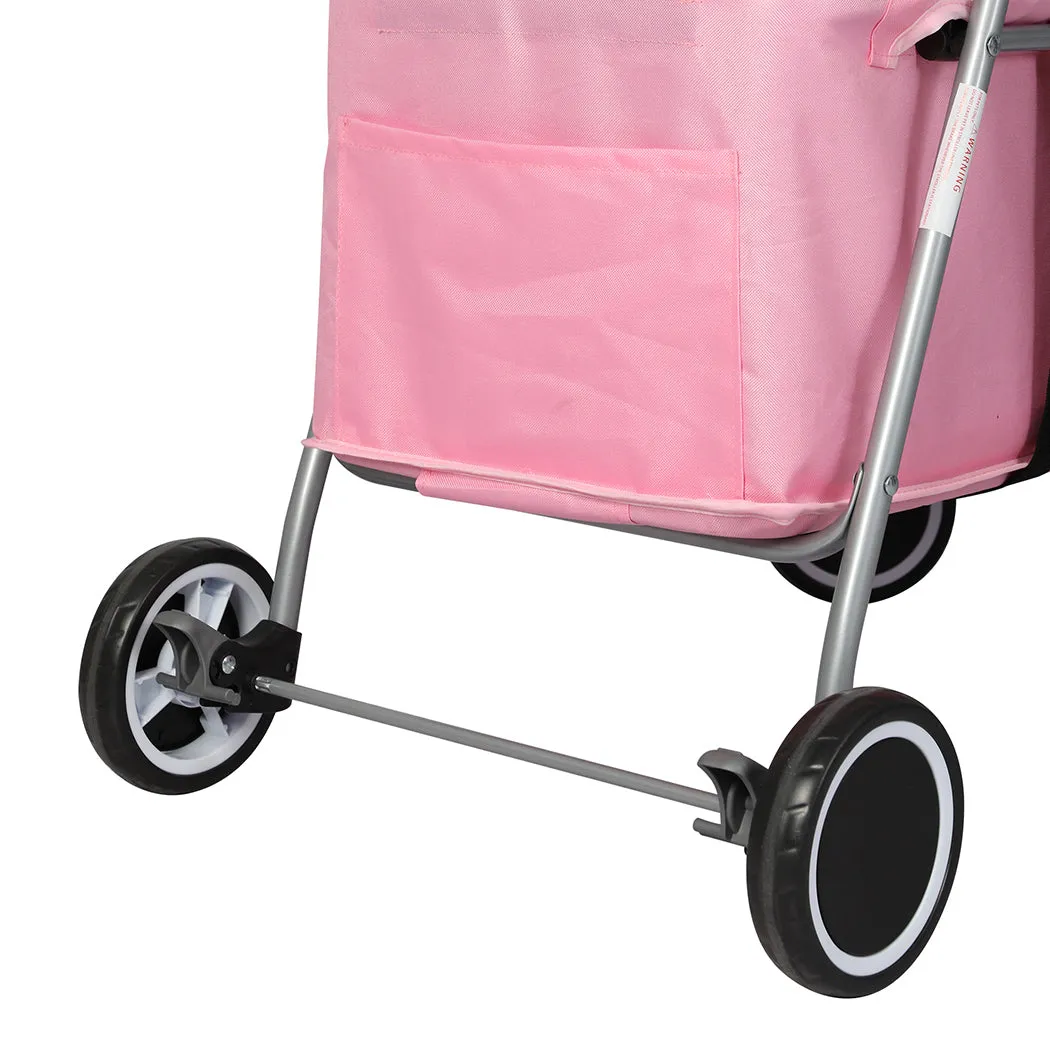 PaWz Pet Stroller Dog Cat Carrier Foldable – Pink