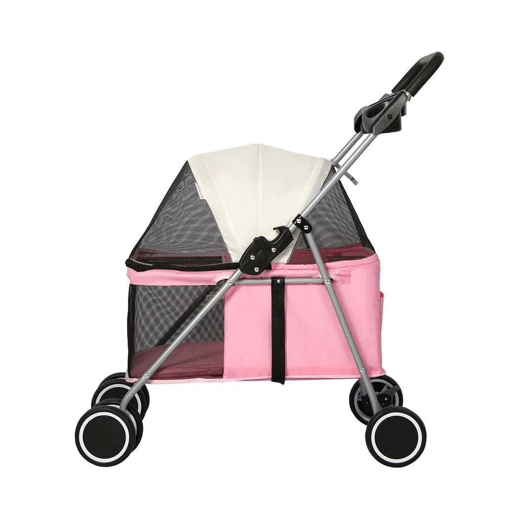 PaWz Pet Stroller Dog Cat Carrier Foldable – Pink