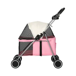 PaWz Pet Stroller Dog Cat Carrier Foldable – Pink