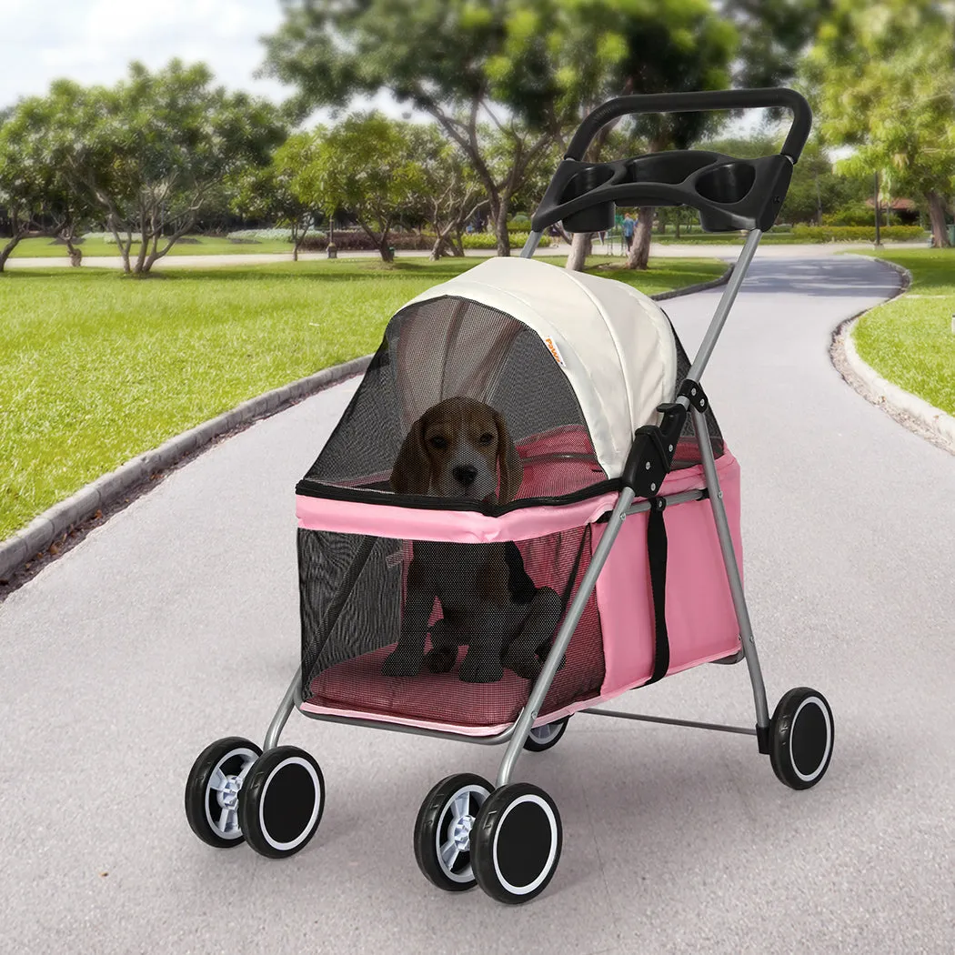 PaWz Pet Stroller Dog Cat Carrier Foldable – Pink