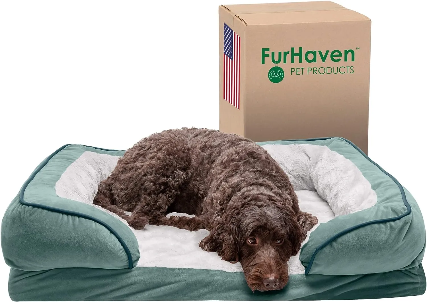 Plush Dog Bed: Luxe Faux Fur & Linen Sofa-Style Dog Bed for Dreamy Rest & Sweet Snuggles | Orthopedic Support, Plush Design, and Easy-Care Luxury for Your Furry Amigo!
