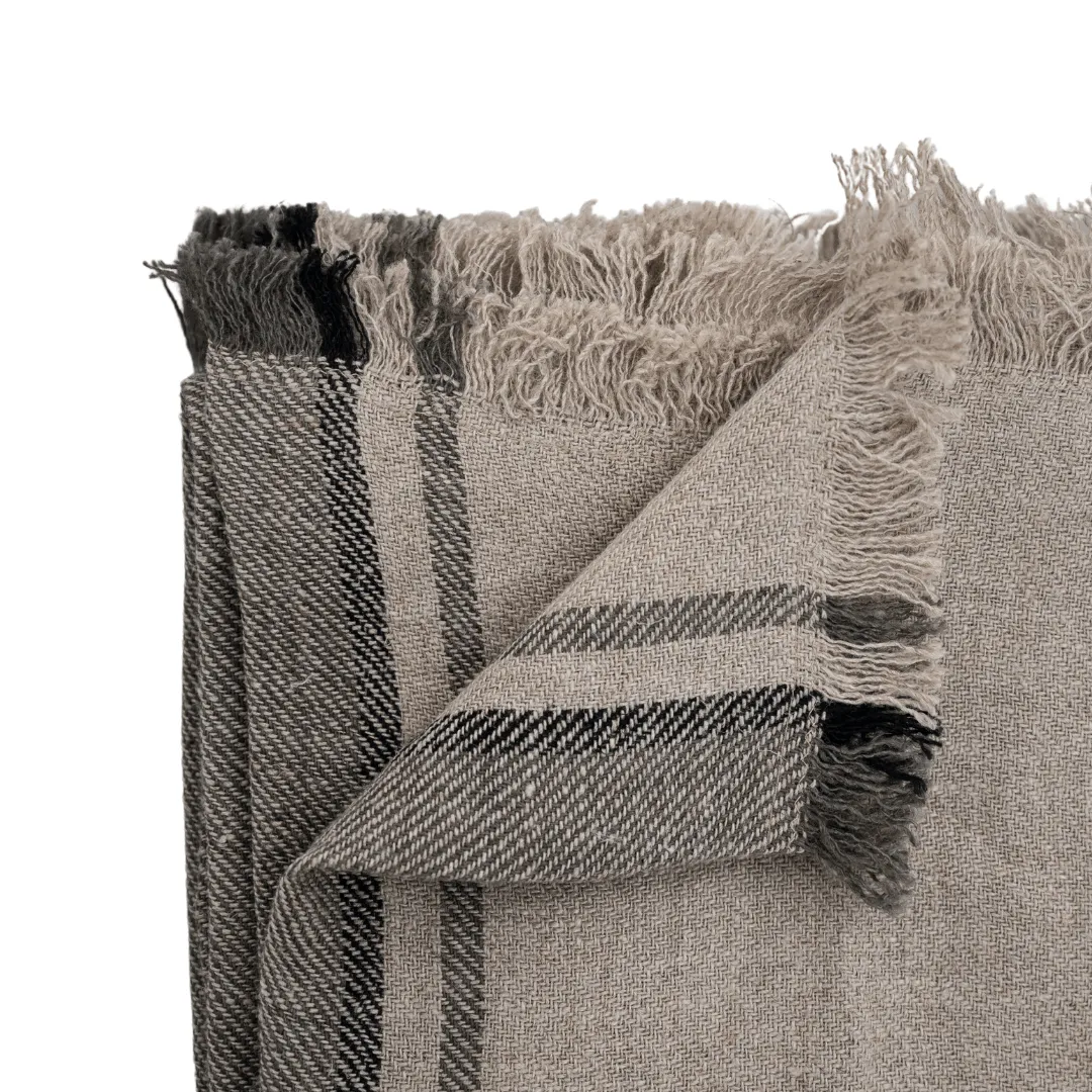Tizza Linen Bedspread | Kaki 135x190cm